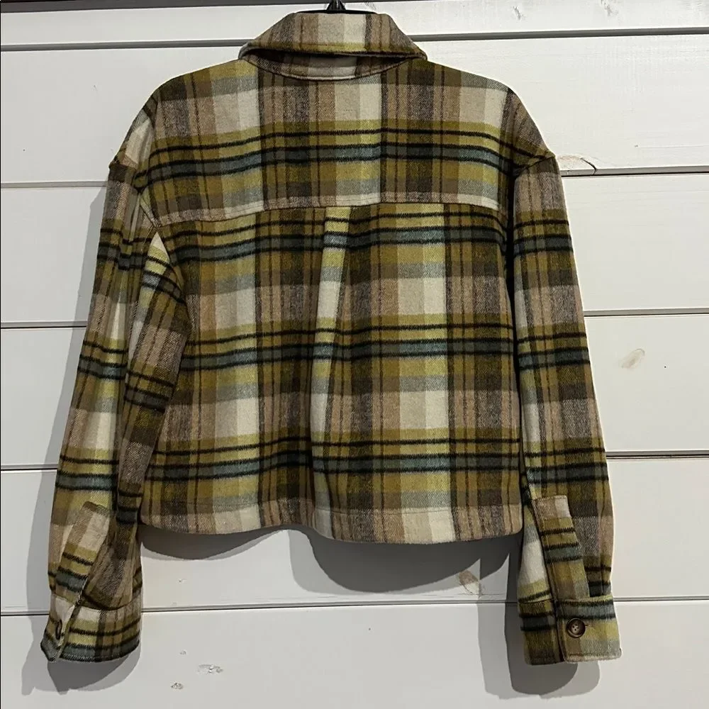 Bagatelle Collection Plaid Crop Jacket Women’s Large Wool Blend Shacket